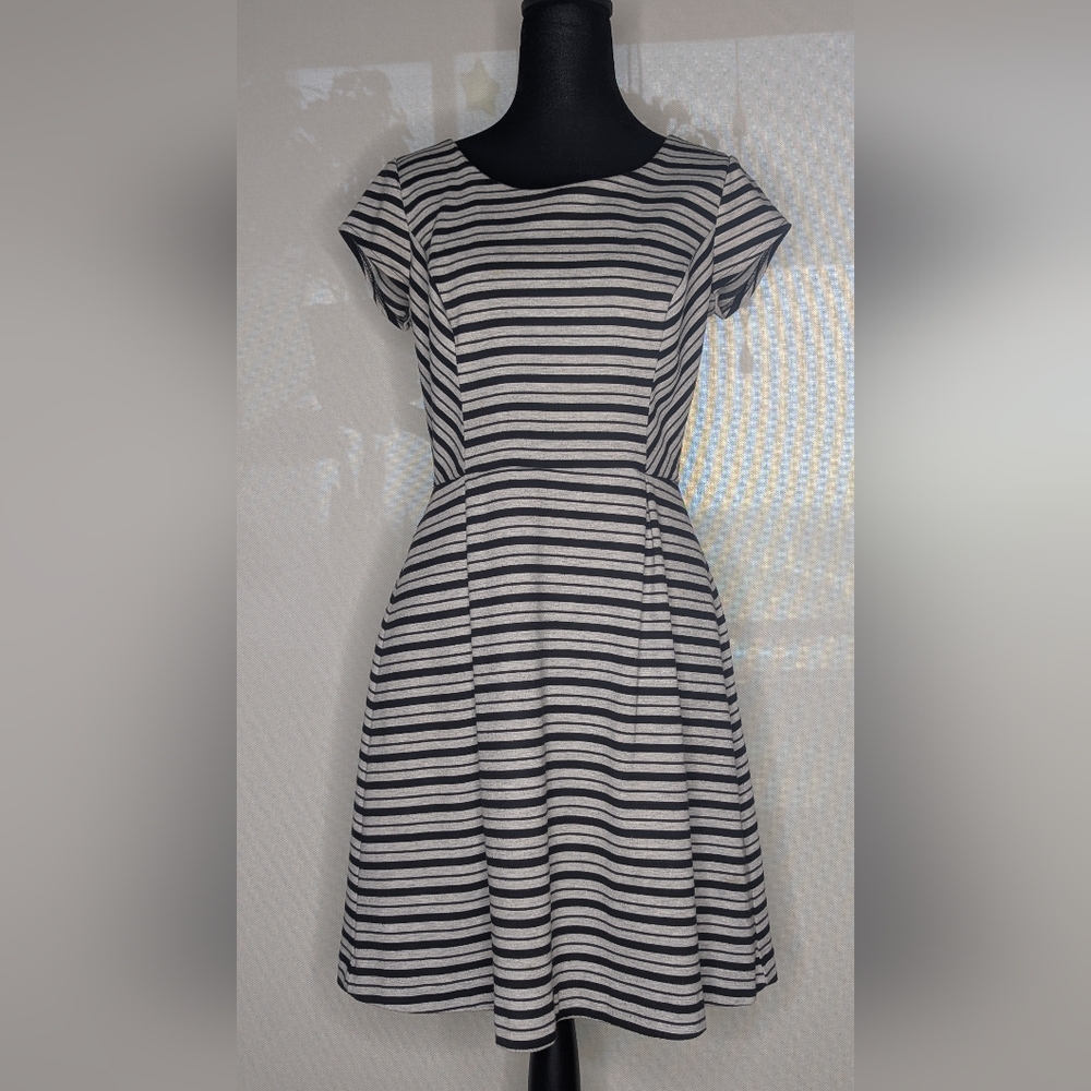 Striped Black, White, and Gray Women's Dress with Pockets!!!